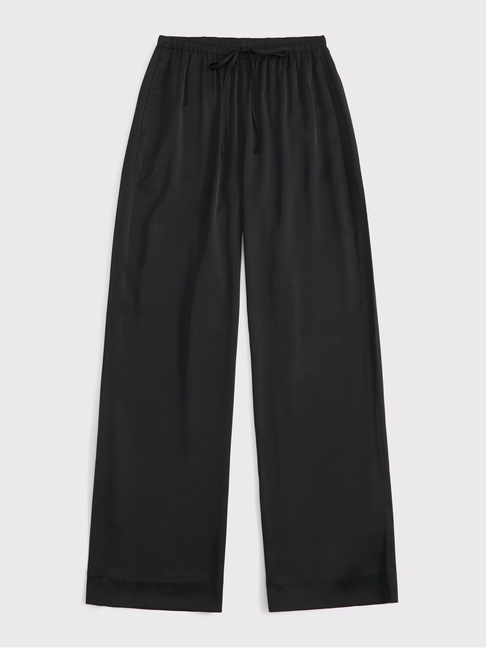 Abercrombie & Fitch Satin Drawstring Wide Leg Pants in Black - S